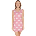 Polka Dots - White on Cherry Blossom Pink Bodycon Dress