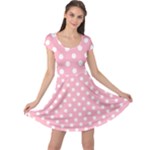 Polka Dots - White on Cherry Blossom Pink Cap Sleeve Dress