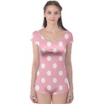 Polka Dots - White on Cherry Blossom Pink Boyleg Leotard (Ladies)