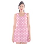 Polka Dots - White on Cherry Blossom Pink Scoop Neck Skater Dress