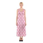Polka Dots - White on Cherry Blossom Pink Full Print Maxi Dress