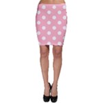 Polka Dots - White on Cherry Blossom Pink Bodycon Skirt