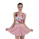 Polka Dots - White on Cherry Blossom Pink Mini Skirt