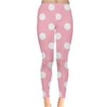 Polka Dots - White on Cherry Blossom Pink Women s Leggings