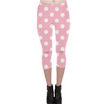 Polka Dots - White on Cherry Blossom Pink Capri Leggings