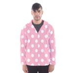 Polka Dots - White on Cherry Blossom Pink Hooded Wind Breaker (Men)