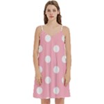 Polka Dots - White on Cherry Blossom Pink Women s Reversible Sports Bra with Border