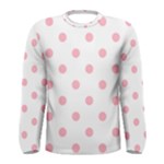 Polka Dots - Cherry Blossom Pink on White Men s Long Sleeve T-shirt