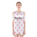 Polka Dots - Cherry Blossom Pink on White Women s Cutout Shoulder Dress