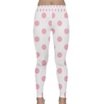 Polka Dots - Cherry Blossom Pink on White Yoga Leggings