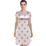 Polka Dots - Cherry Blossom Pink on White Cap Sleeve Nightdress