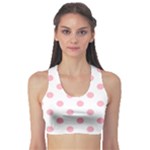 Polka Dots - Cherry Blossom Pink on White Women s Sports Bra