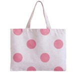 Polka Dots - Cherry Blossom Pink on White Zipper Mini Tote Bag