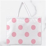 Polka Dots - Cherry Blossom Pink on White Zipper Large Tote Bag