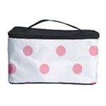 Polka Dots - Cherry Blossom Pink on White Cosmetic Storage Case