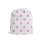 Polka Dots - Cherry Blossom Pink on White Drawstring Pouch (L)