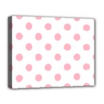Polka Dots - Cherry Blossom Pink on White Deluxe Canvas 20  x 16  (Stretched)