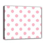 Polka Dots - Cherry Blossom Pink on White Deluxe Canvas 24  x 20  (Stretched)