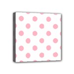 Polka Dots - Cherry Blossom Pink on White Mini Canvas 4  x 4  (Stretched)