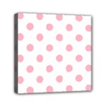 Polka Dots - Cherry Blossom Pink on White Mini Canvas 6  x 6  (Stretched)
