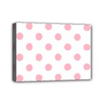 Polka Dots - Cherry Blossom Pink on White Mini Canvas 7  x 5  (Stretched)