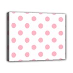 Polka Dots - Cherry Blossom Pink on White Canvas 10  x 8  (Stretched)