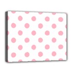 Polka Dots - Cherry Blossom Pink on White Canvas 14  x 11  (Stretched)