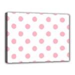 Polka Dots - Cherry Blossom Pink on White Canvas 16  x 12  (Stretched)