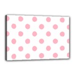 Polka Dots - Cherry Blossom Pink on White Canvas 18  x 12  (Stretched)