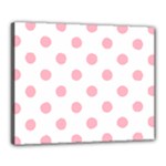 Polka Dots - Cherry Blossom Pink on White Canvas 20  x 16  (Stretched)