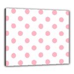 Polka Dots - Cherry Blossom Pink on White Canvas 24  x 20  (Stretched)