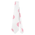Polka Dots - Cherry Blossom Pink on White Necktie (Two Side)