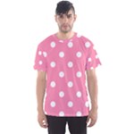 Polka Dots - White on Flamingo Pink Men s Sport Mesh Tee