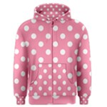 Polka Dots - White on Flamingo Pink Men s Zipper Hoodie