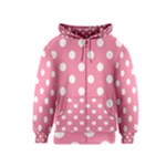 Polka Dots - White on Flamingo Pink Kid s Zipper Hoodie