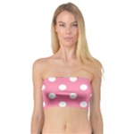 Polka Dots - White on Flamingo Pink Bandeau Top