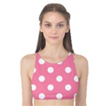 Polka Dots - White on Flamingo Pink Tank Bikini Top