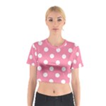 Polka Dots - White on Flamingo Pink Cotton Crop Top
