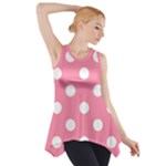 Polka Dots - White on Flamingo Pink Side Drop Tank Tunic