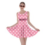 Polka Dots - White on Flamingo Pink Skater Dress
