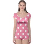 Polka Dots - White on Flamingo Pink Boyleg Leotard (Ladies)