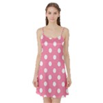 Polka Dots - White on Flamingo Pink Satin Night Slip