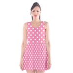 Polka Dots - White on Flamingo Pink Scoop Neck Skater Dress