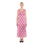 Polka Dots - White on Flamingo Pink Full Print Maxi Dress
