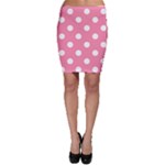 Polka Dots - White on Flamingo Pink Bodycon Skirt