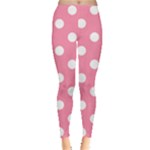 Polka Dots - White on Flamingo Pink Women s Leggings
