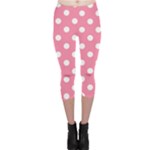 Polka Dots - White on Flamingo Pink Capri Leggings
