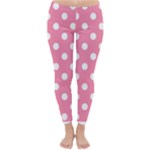 Polka Dots - White on Flamingo Pink Winter Leggings
