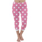 Polka Dots - White on Flamingo Pink Capri Winter Leggings