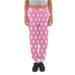Polka Dots - White on Flamingo Pink Women s Jogger Sweatpants